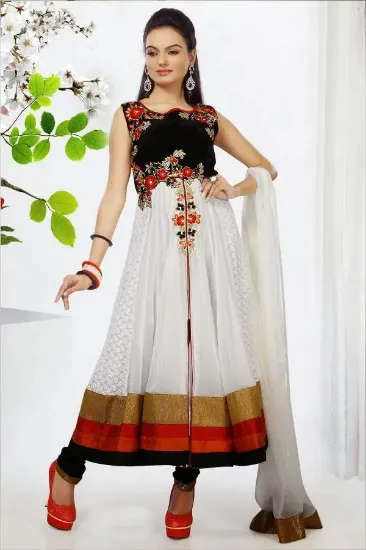 Picture of indian pakistani suit ethnic orange anarkali dress desi