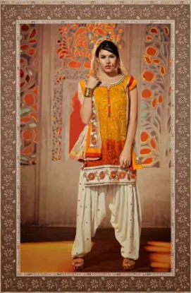 Picture of indian pakistani suit ethnic orange designer eid shalwa