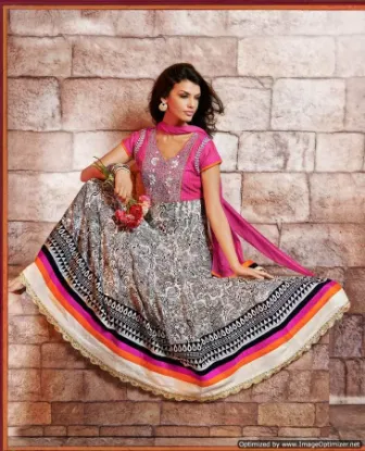 Picture of indian pakistani suit ethnic peach anarkali dress desig