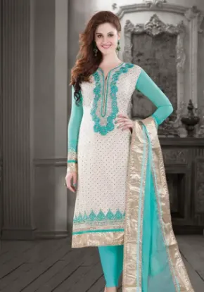 Picture of indian pakistani suit light grey ethnic anarkali dress 