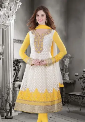 Picture of indian pakistani suit off white ethnic anarkali dress d