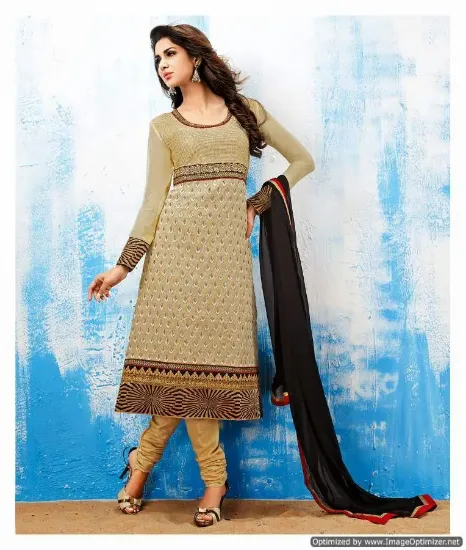 Picture of indian pakistani suit olive ethnic anarkali dress desig