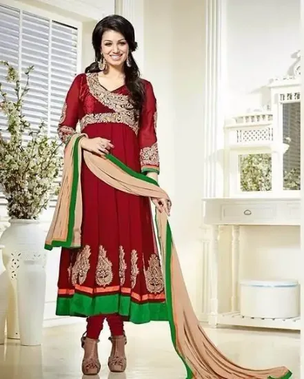 Picture of indian sea green anarkali designer ethnic salwar suit p