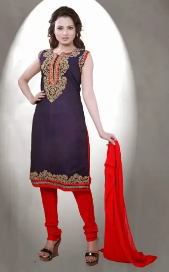 Picture of indian style salwar kameez wine color banglori silk par