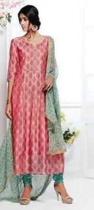 Picture of indian wedding wear anarkali long prom gown dress heavy