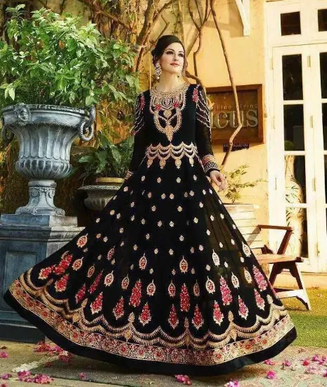 Picture of latest designer bollywood bridal embroidered anarkali g