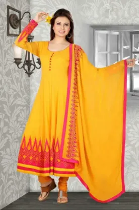 Picture of modest maxi gown raw silk shalwar kameez indian pakista