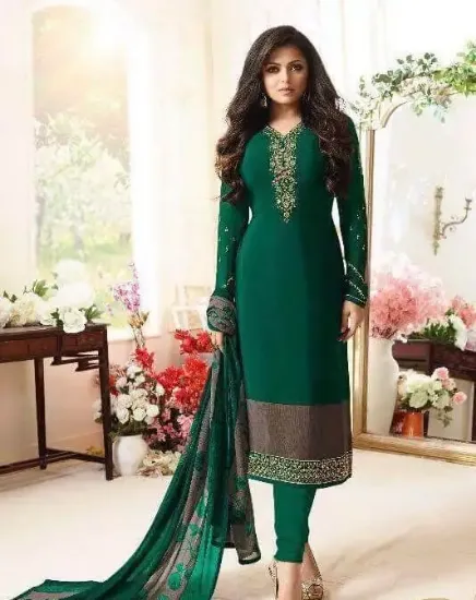 Picture of modest maxi gown wedding traditional pakistani green in