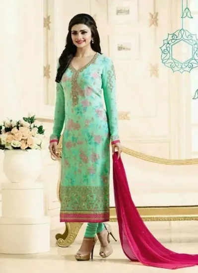 Picture of pakistani crepe printed party unstitched churidar combo