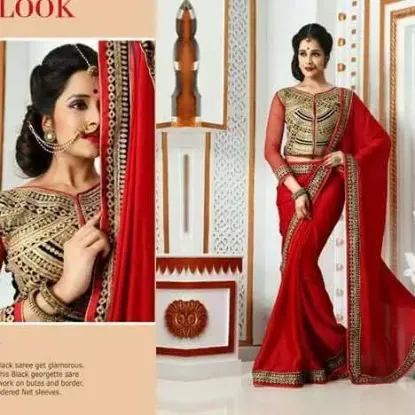 Picture of Ajastha Fancy Festival Wear Designer Georgette Sari Wit