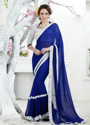 Picture of awesome bollywood saree multi hand work with banarasi ,