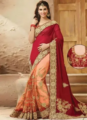 Picture of banarasi pure supernet cotton saree in peach color ,e57