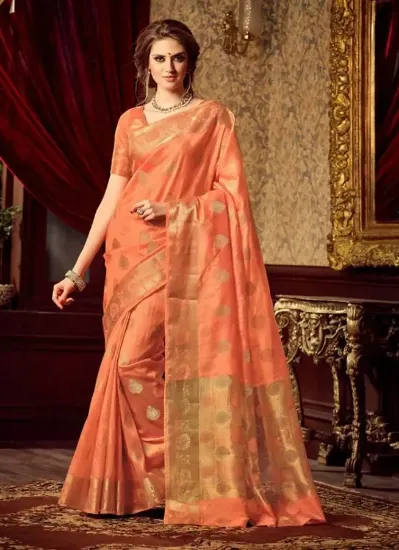 Picture of banarasi saree cotton blend fancy latest designer resh,