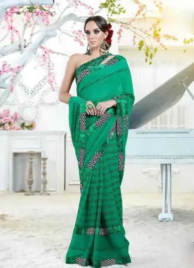 Picture of beautiful bollywood designer party wear sari indian pa,