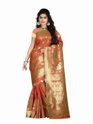 Picture of beige pakistani bollywood art silk saree wedding wear s