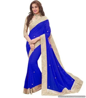 Picture of blue bollywood saree indian pakistani ethnic party wed,