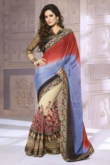 Picture of blue designer indian women georgette ethnic wedding we,