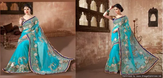 Picture of Blue Silk Saree Saree Grand Jari Pallu Saree Diwali Fes