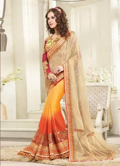 Picture of bollywood bhagalpuri silk bollywood saree pakistani wom