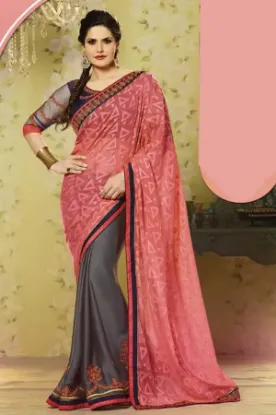 Picture of bollywood classy looking fashionable wedding saree eth,