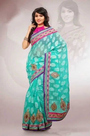 Picture of bollywood designer saree gorgeous look nylon georgette,