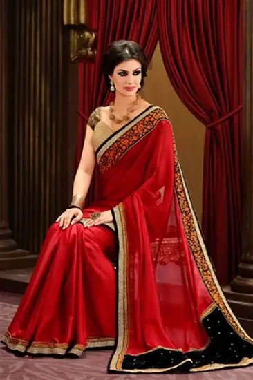 Picture of bollywood designer women traditional sari ethnic party,