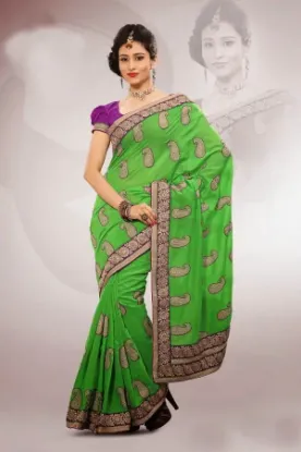 Picture of bollywood indian art silk saree pakistani festival wea,