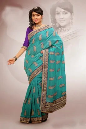 Picture of bollywood indian art silk saree pakistani festival wea,