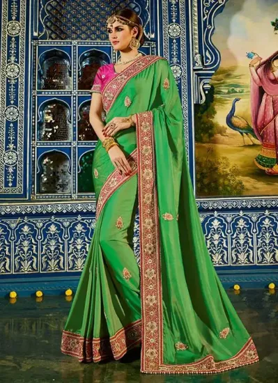 Picture of bollywood indian party wear beige saree sari bridal we,