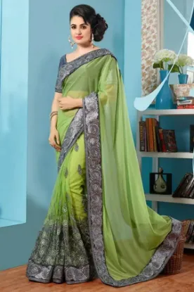 Picture of bollywood indian saree designer party wear fancy border