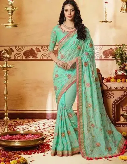 Picture of bollywood mirror work saree party indian pakistani eth,