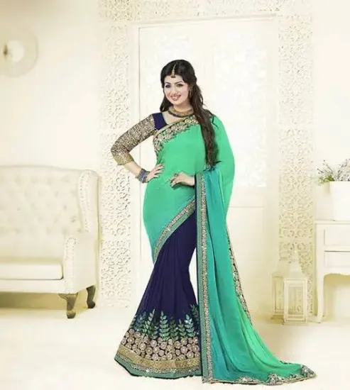 Picture of bollywood pakistani fancy saree wedding designer tradi,