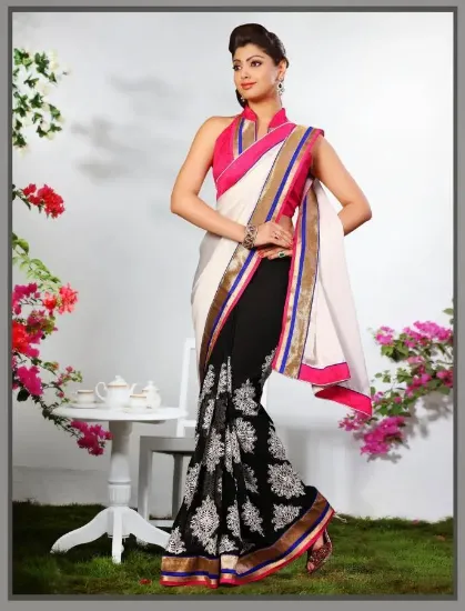 Picture of bollywood party wear saree designer wedding bridal sar,