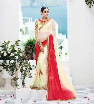 Picture of bollywood saree bhagalpuri silk indian ethnic wedding ,