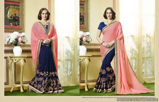 Picture of bollywood saree designer blue indian partywear bridal ,