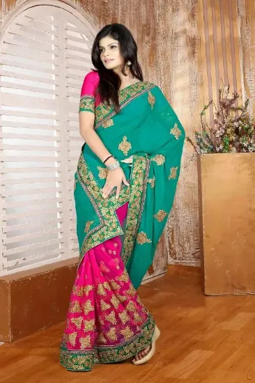 Picture of Bollywood Sari Indian Designer Wedding Traditional Sare