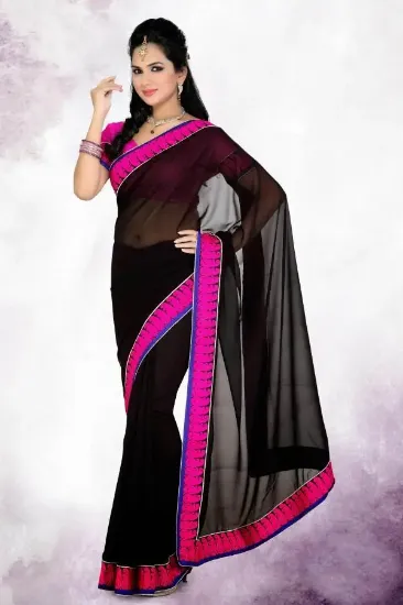 Picture of bollywood traditional indian fancy jacquard silk banara