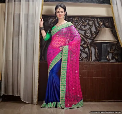 Picture of bridal wear saree dress look fancy thread work georg,e2