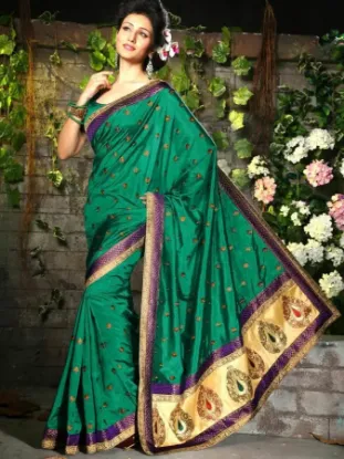 Picture of brown pure cotton silk saree indian traditional wedding