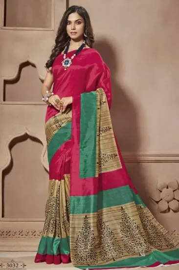 Picture of brownchenderi soft silk saree grand saree full jari wo,