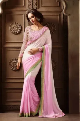 Picture of chiffon bridal wedding sari saree curtain ethnic dress 