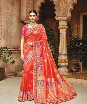 Picture of chiffon bridal wedding sari saree dupatta ethnic dress,