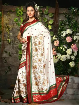 Picture of chiffon sari desinger saree with blouse fabric fancy bo