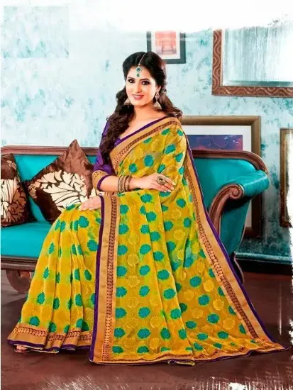 Picture of Dark Greenfancy Silk Saree Heavy Silk Saree Diwali Fest