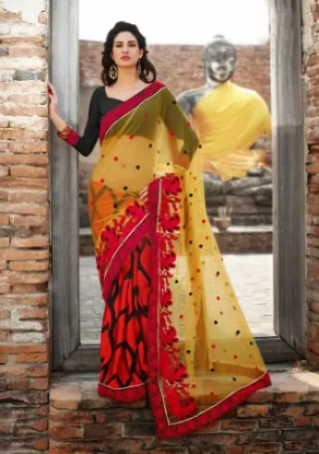 Picture of dazzling printed shibori ethnic sari dress party cas,e2