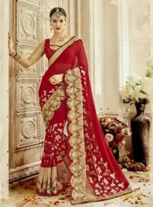 Picture of deep pink bollywood sequin embroidery sari saree costu,