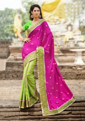 Picture of designer banarasi silk saree wedding silk sari ethnic ,