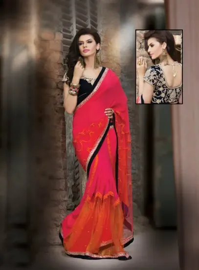 Picture of designer bollywood party wear saree sari wedding india,