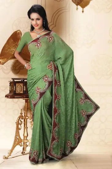 Picture of designer bollywood party wear saree sari wedding indian