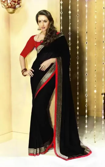 Picture of designer half half indian georgette style party wear sa